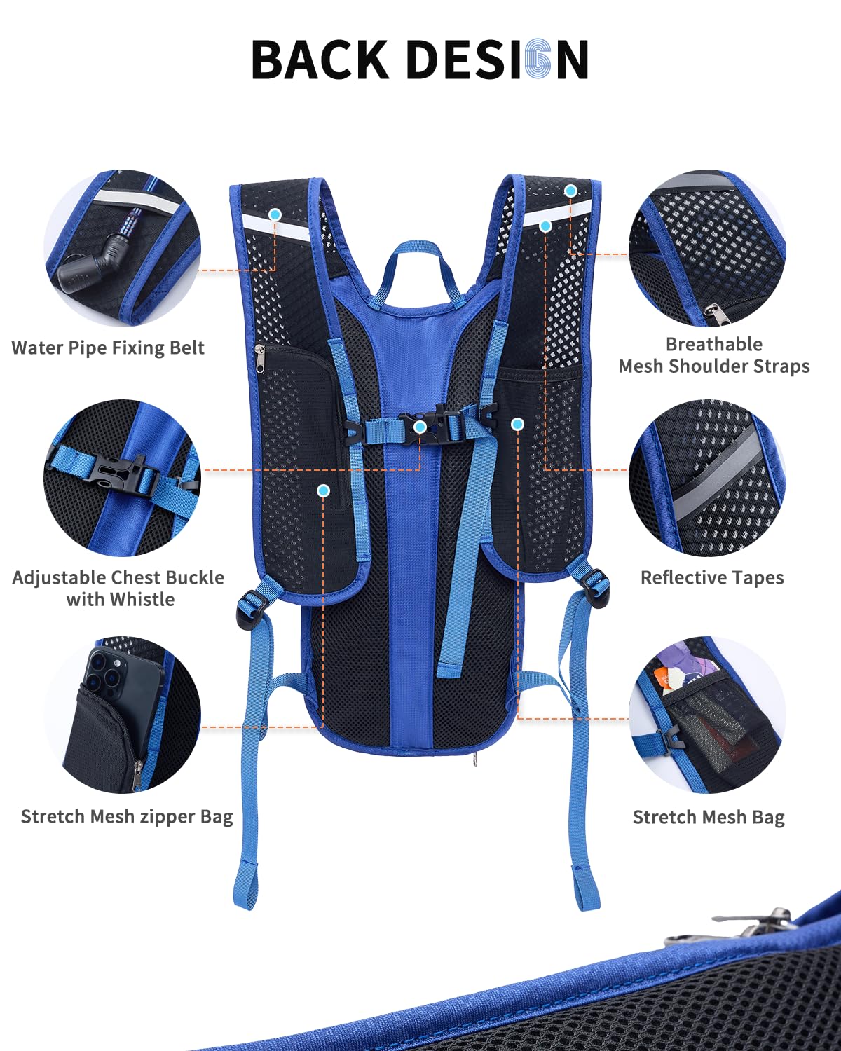 Hydration Backpack with 2L Water Bladder