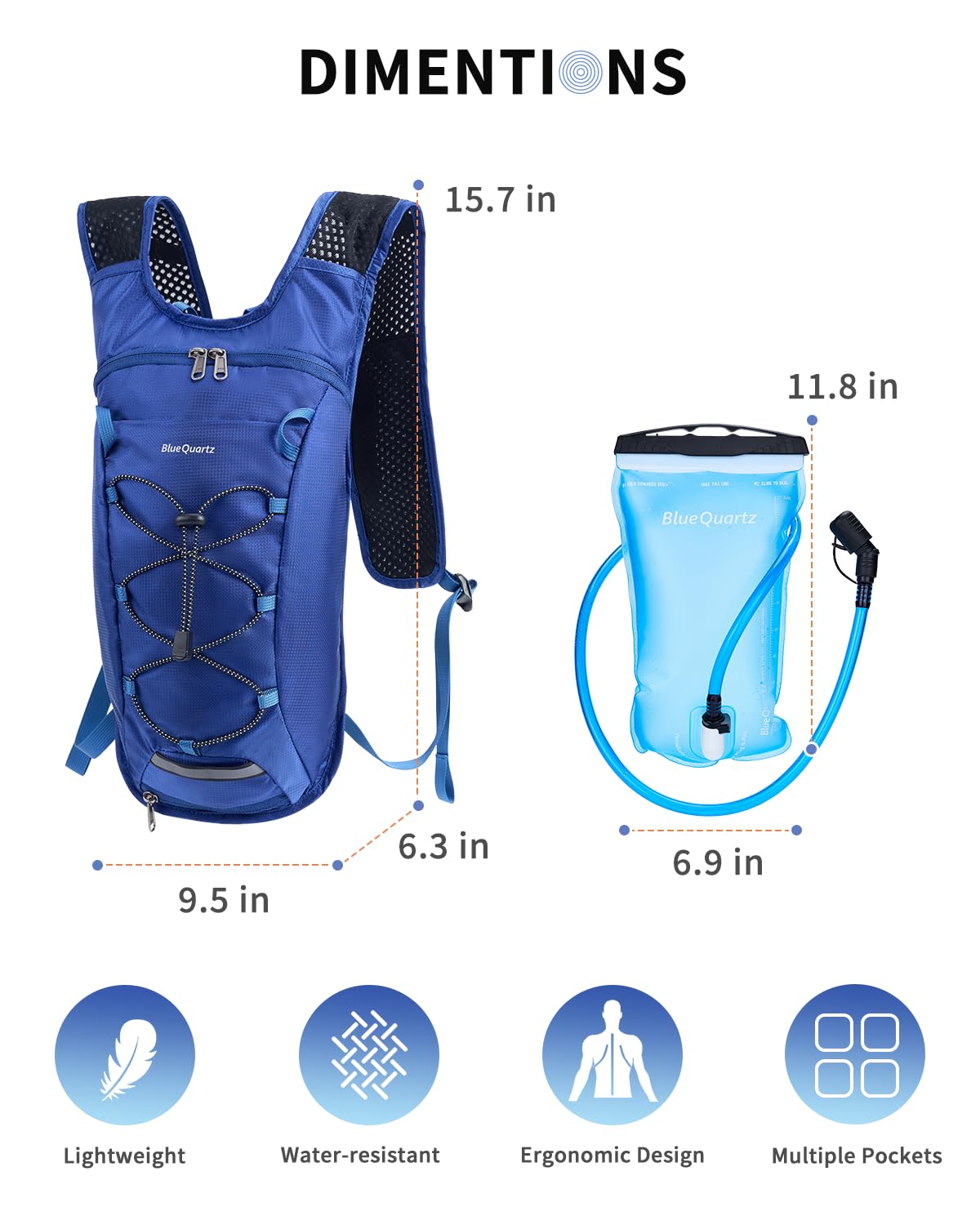 Hydration Backpack with 2L Water Bladder