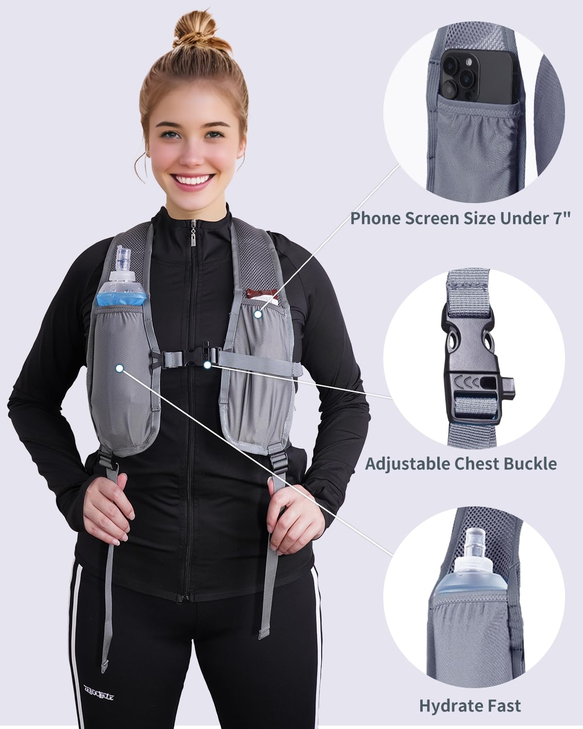 Lightweight Hiking Backpack 15L With Chest Pockets