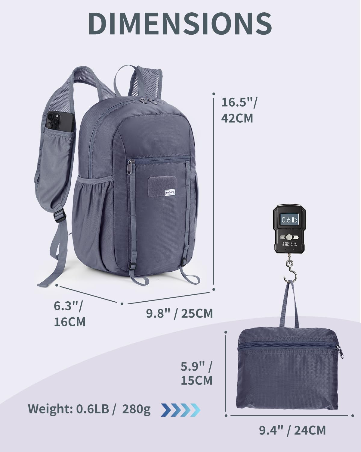 Lightweight Hiking Backpack 15L With Chest Pockets