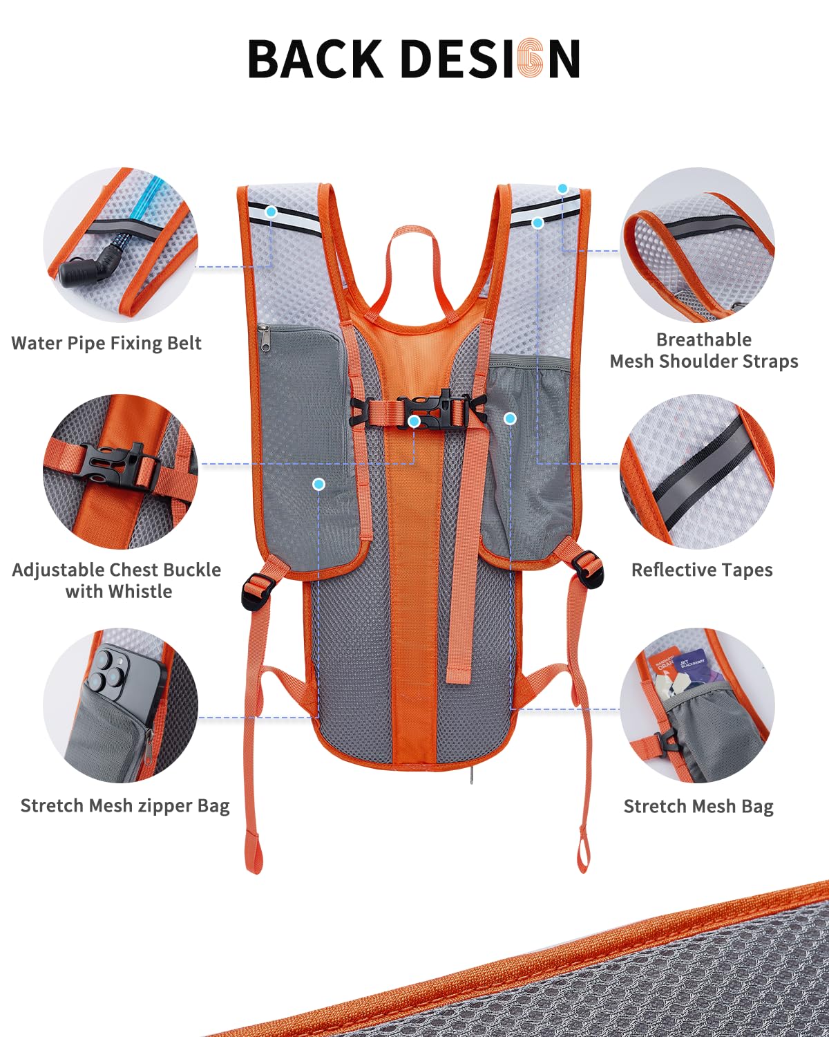 Hydration Backpack with 2L Water Bladder