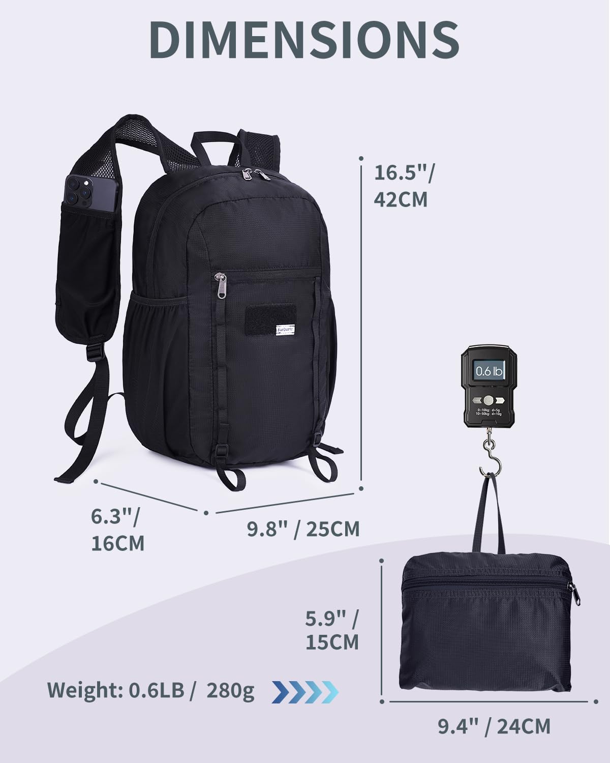 Lightweight Hiking Backpack 15L With Chest Pockets