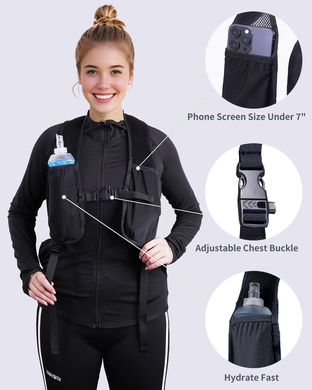 Foldable 15L Small Hiking Backpack with Soft Flask