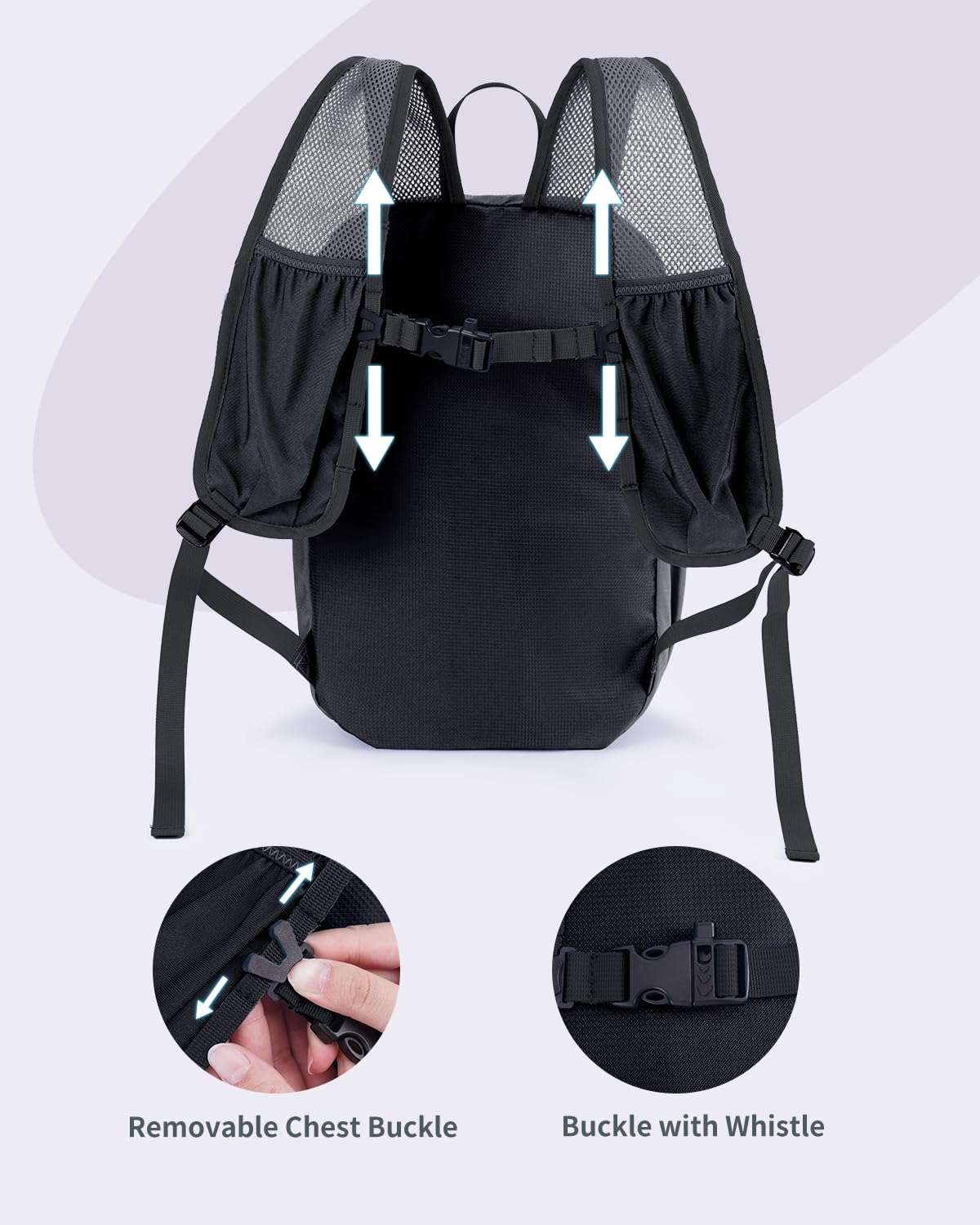 Foldable 15L Small Hiking Backpack with Soft Flask