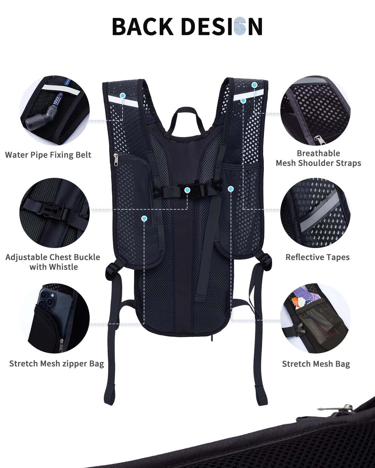 Hydration Backpack with 2L Water Bladder