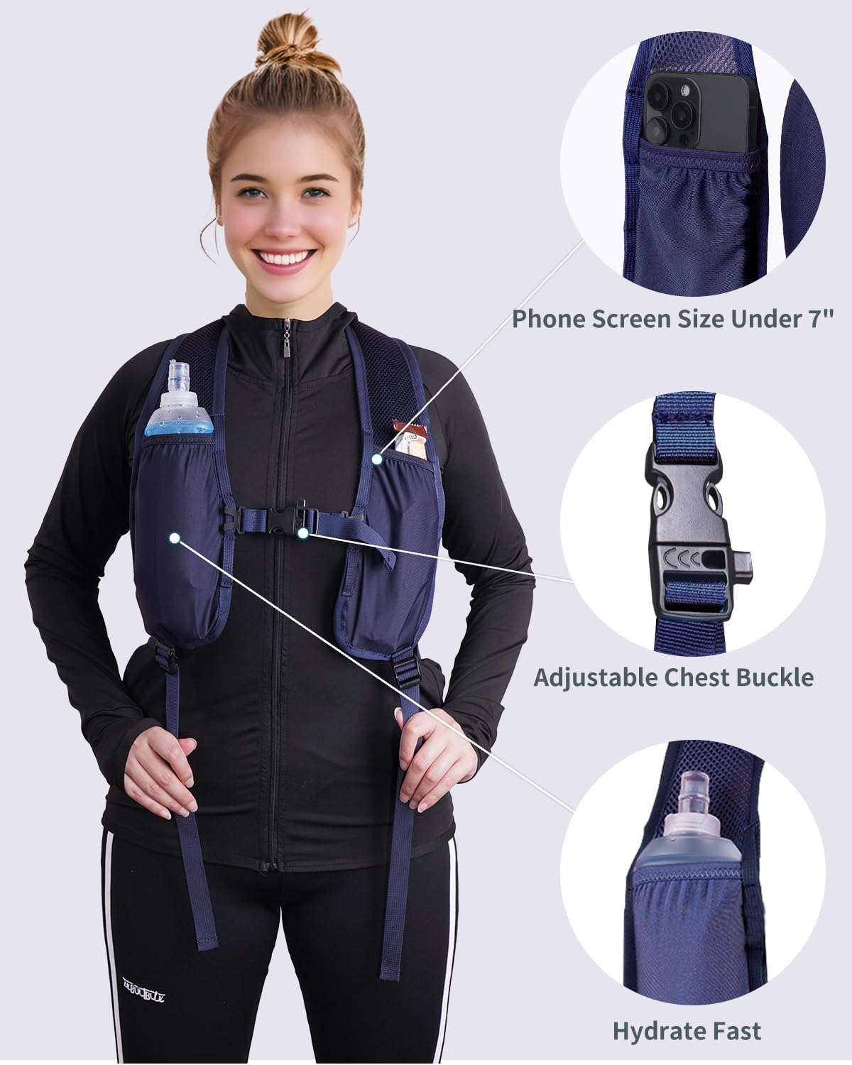 Foldable 15L Small Hiking Backpack with Soft Flask