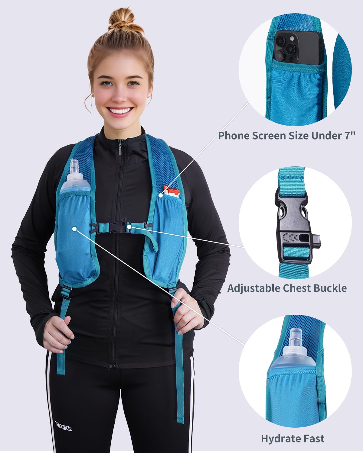 Foldable 15L Small Hiking Backpack with Soft Flask
