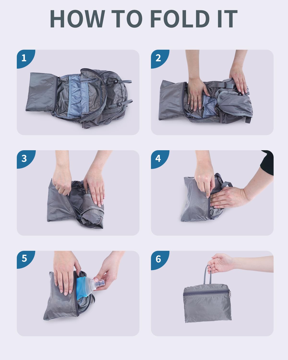 Foldable 15L Small Hiking Backpack with Soft Flask