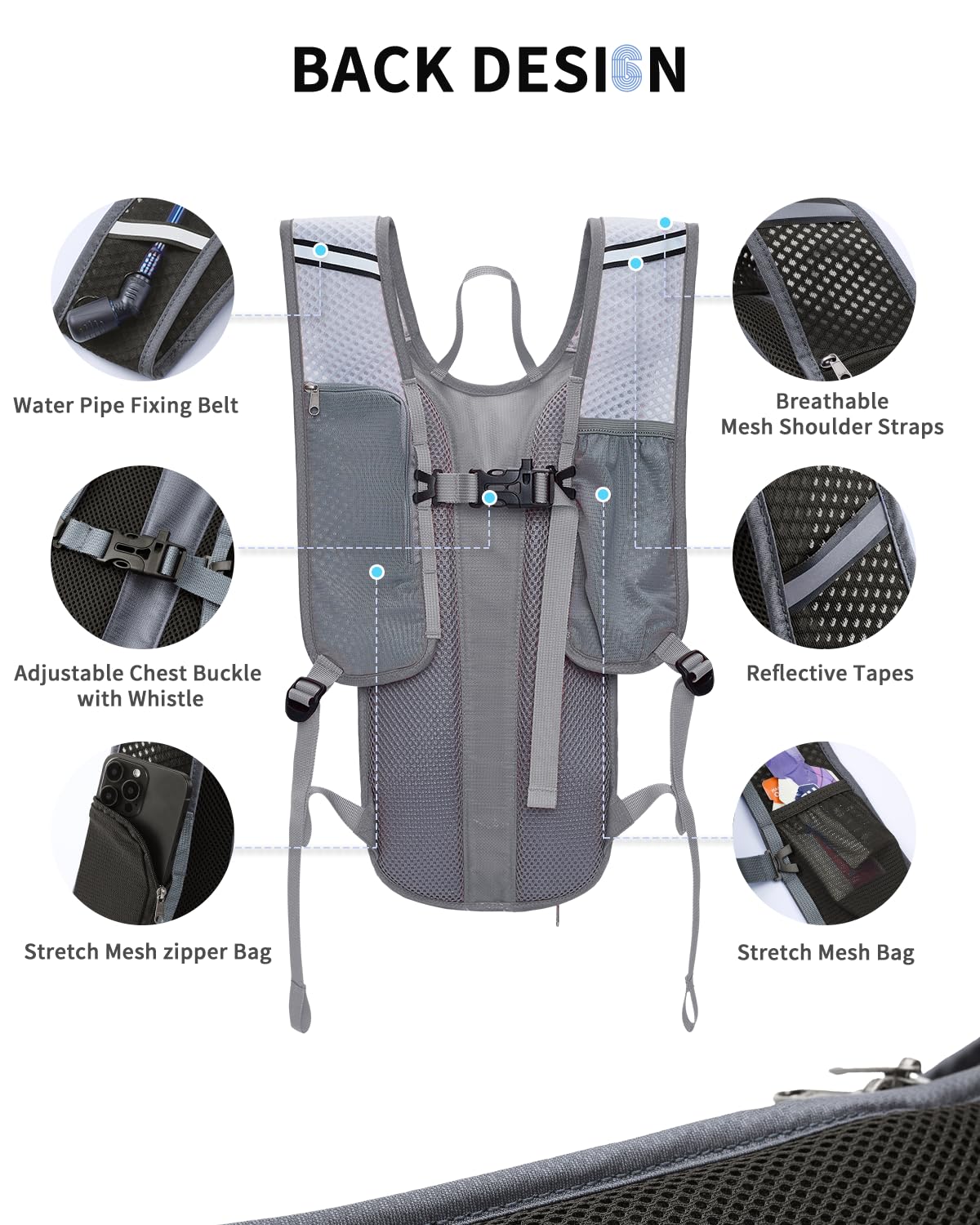 Hydration Backpack with 2L Water Bladder